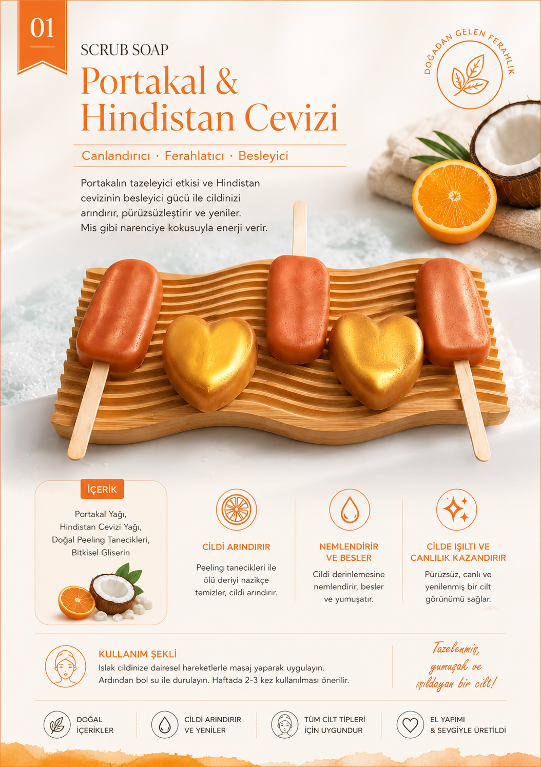 Portakal & Hindistan Cevizi Scrub Soap